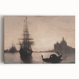 Venetian Harbor at Dusk - Dark Moody Maritime Wall Art Decor