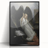 Dark Moody Wall Art - Gothic Guardian Angel Scene for Dramatic Interiors