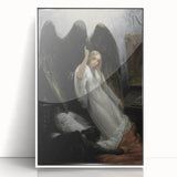 Dark Moody Wall Art - Gothic Guardian Angel Scene for Dramatic Interiors