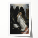 Dark Moody Wall Art - Gothic Guardian Angel Scene for Dramatic Interiors