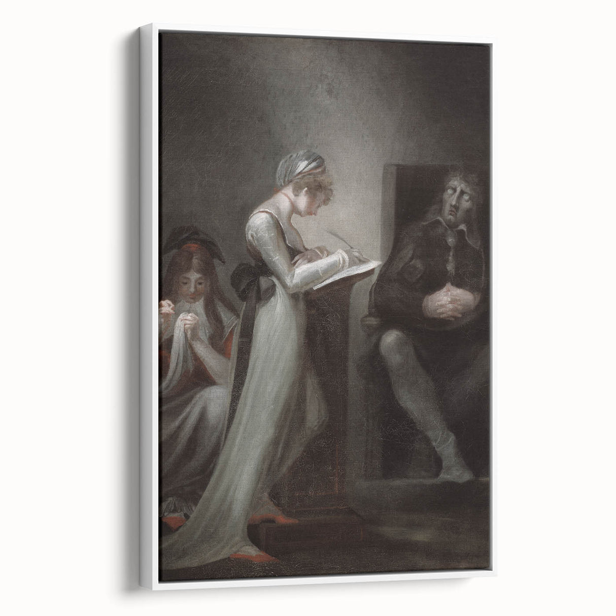Dark Moody Wall Art - Quiet Reflection with Figures for Elegant Interiors