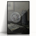 Dark Moody Wall Art - Vintage Still Life with Plate and Vase for Interiors