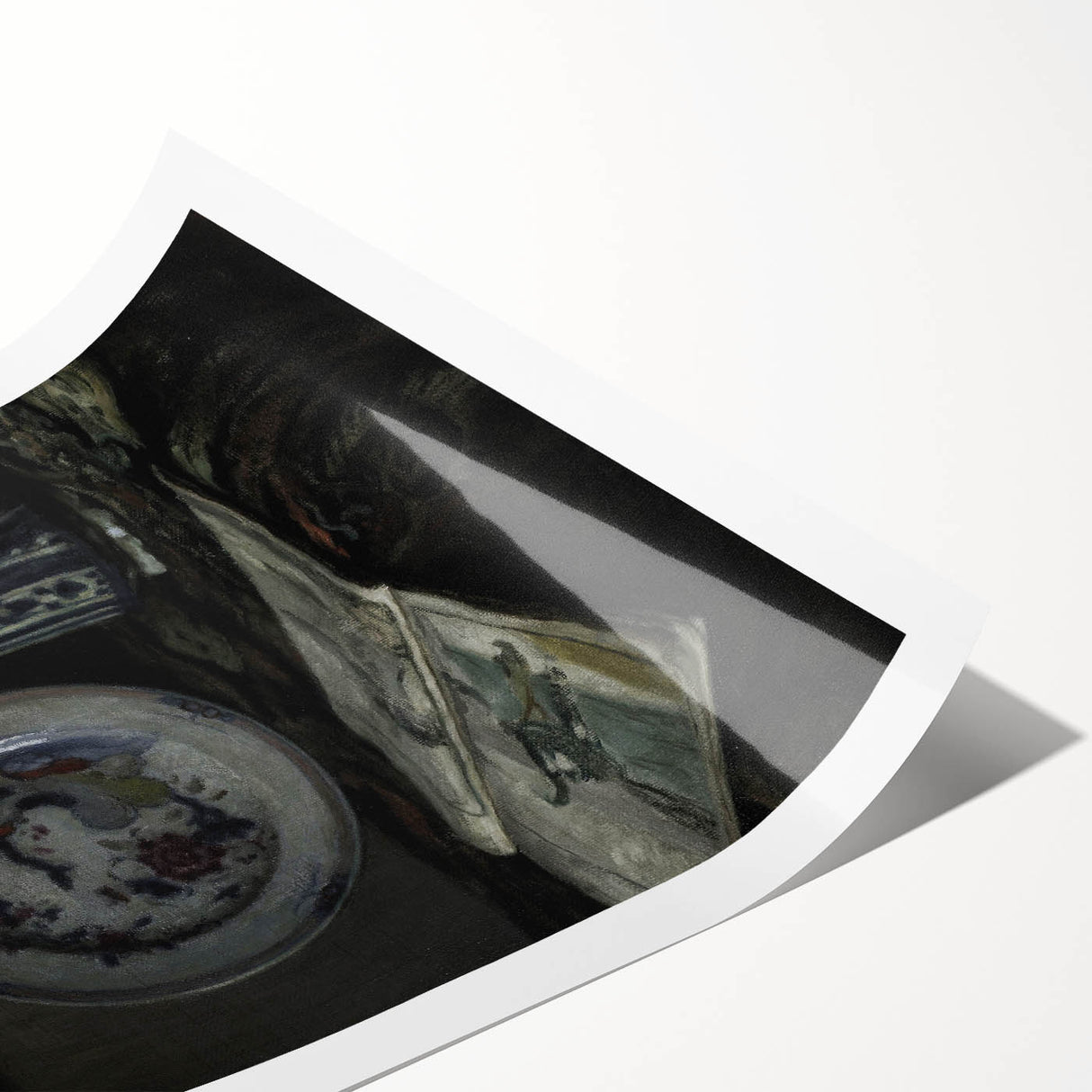 Dark Moody Wall Art - Vintage Still Life with Plate and Vase for Interiors