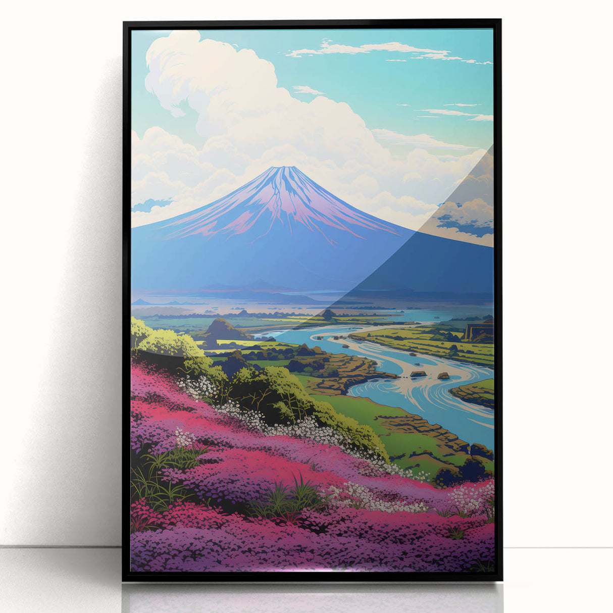 Vibrant Electric Mountain River Art – Modern Electric Wall Canvas