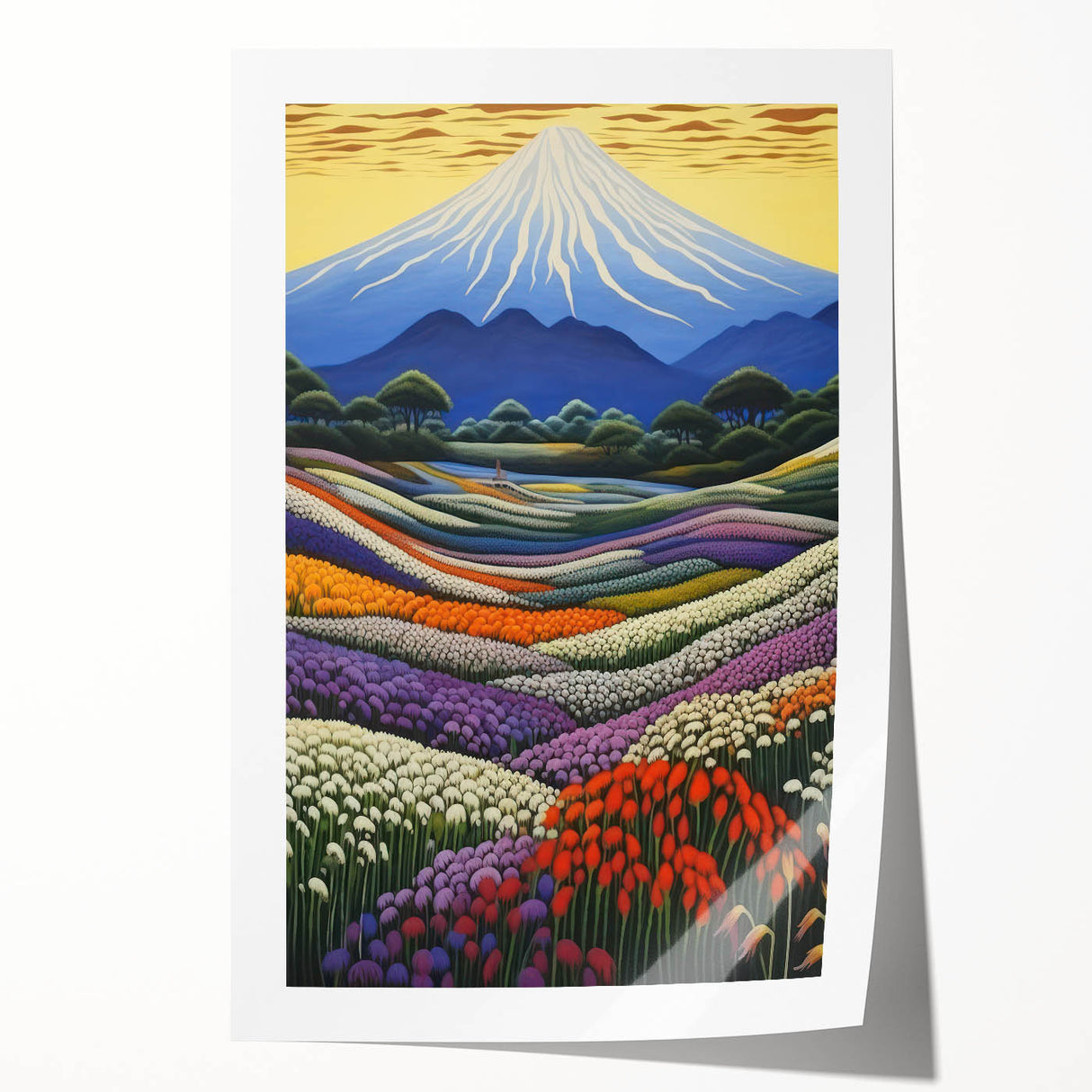 Electric Floral Mountain Art – Vibrant Modern Electric Wall Canvas