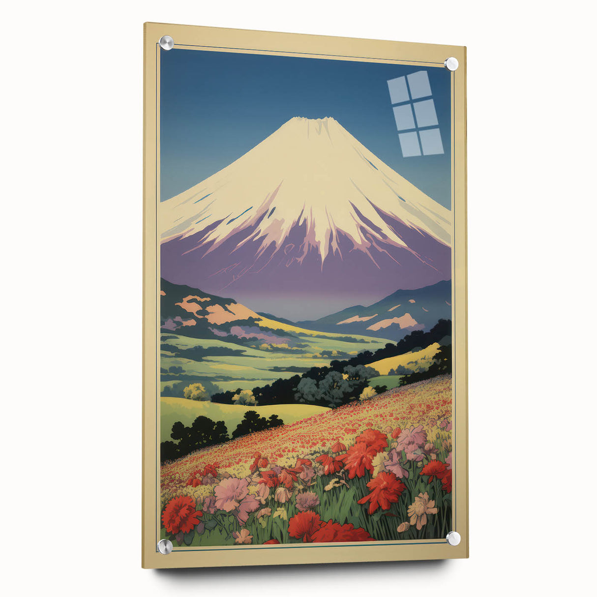 Serene Electric Mountain Landscape – Vibrant Electric Wall Canvas Art