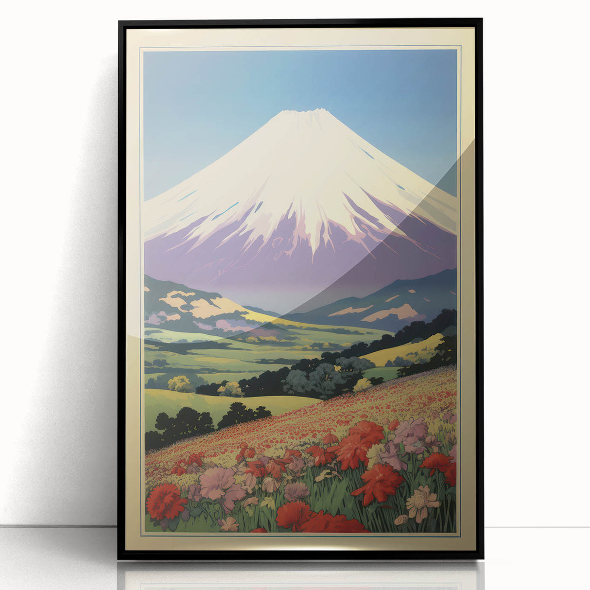 Serene Electric Mountain Landscape – Vibrant Electric Wall Canvas Art