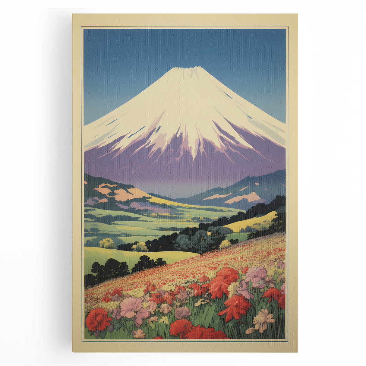 Serene Electric Mountain Landscape – Vibrant Electric Wall Canvas Art