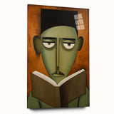 Electric Art Canvas - Abstract Portrait in Green and Burnt Orange