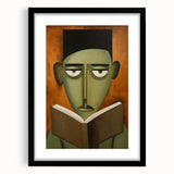 Electric Art Canvas - Abstract Portrait in Green and Burnt Orange