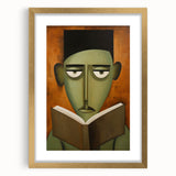 Electric Art Canvas - Abstract Portrait in Green and Burnt Orange