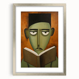 Electric Art Canvas - Abstract Portrait in Green and Burnt Orange