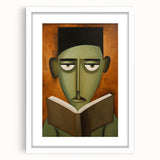 Electric Art Canvas - Abstract Portrait in Green and Burnt Orange