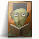 Electric Art Canvas - Abstract Portrait in Green and Burnt Orange