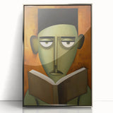 Electric Art Canvas - Abstract Portrait in Green and Burnt Orange