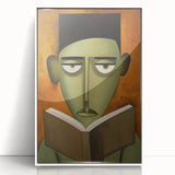 Electric Art Canvas - Abstract Portrait in Green and Burnt Orange