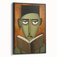 Electric Art Canvas - Abstract Portrait in Green and Burnt Orange