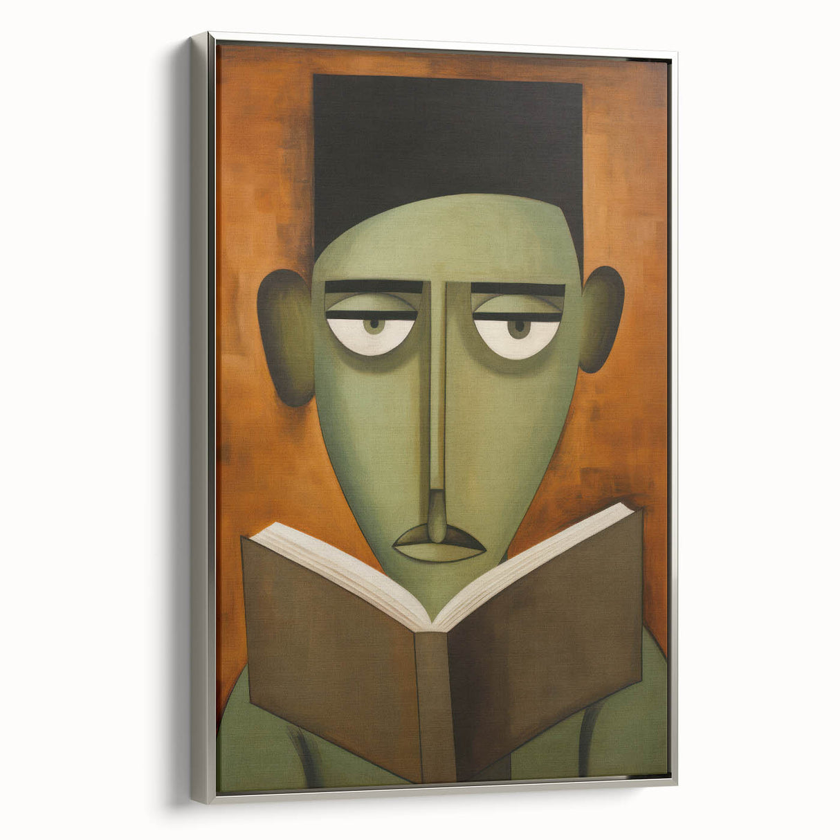 Electric Art Canvas - Abstract Portrait in Green and Burnt Orange