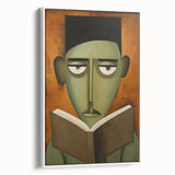 Electric Art Canvas - Abstract Portrait in Green and Burnt Orange