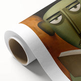 Electric Art Canvas - Abstract Portrait in Green and Burnt Orange