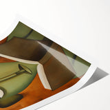 Electric Art Canvas - Abstract Portrait in Green and Burnt Orange