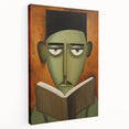 Electric Art Canvas - Abstract Portrait in Green and Burnt Orange