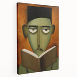 Electric Art Canvas - Abstract Portrait in Green and Burnt Orange
