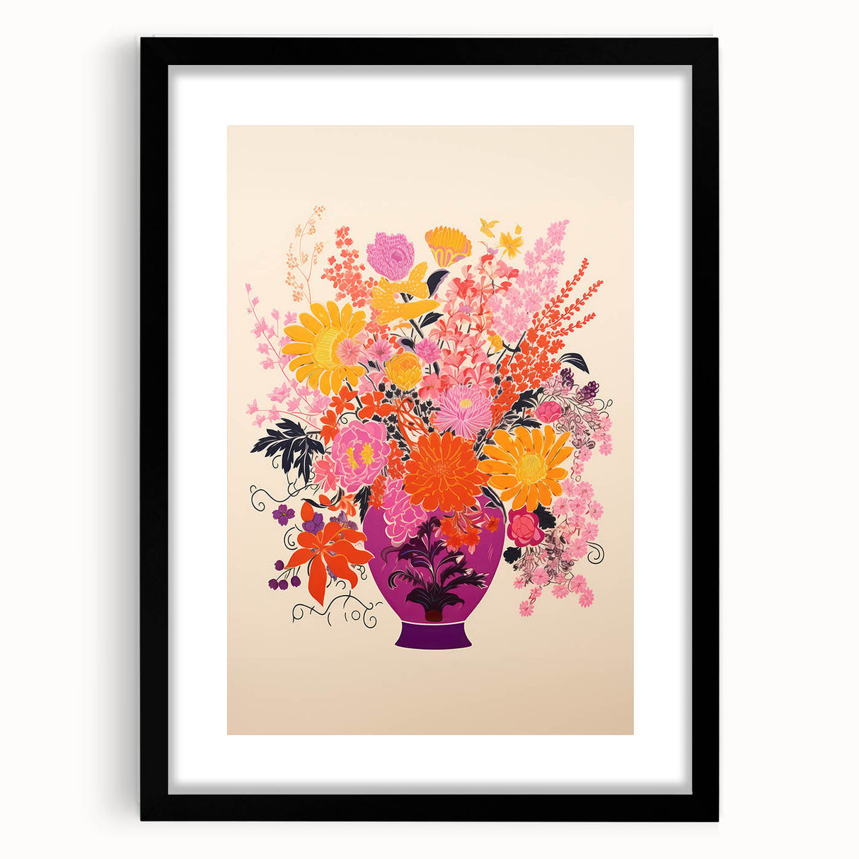 Vibrant Electric Floral Canvas – Modern Electric Decor Print