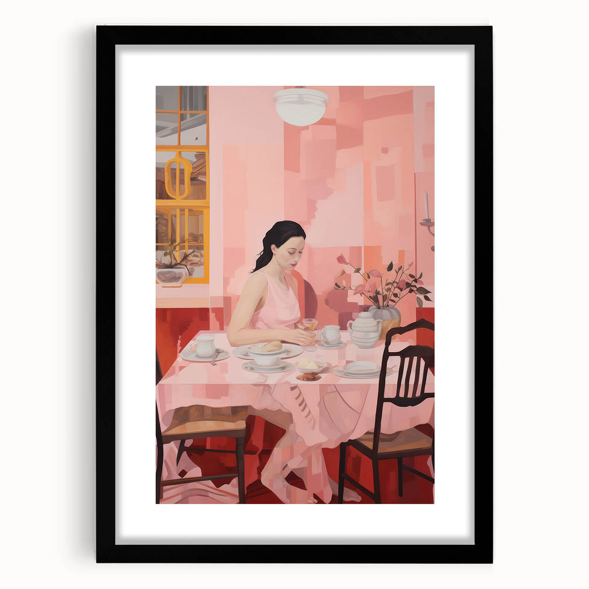 Modern Electric Dining Scene Canvas – Abstract Electric Art Print