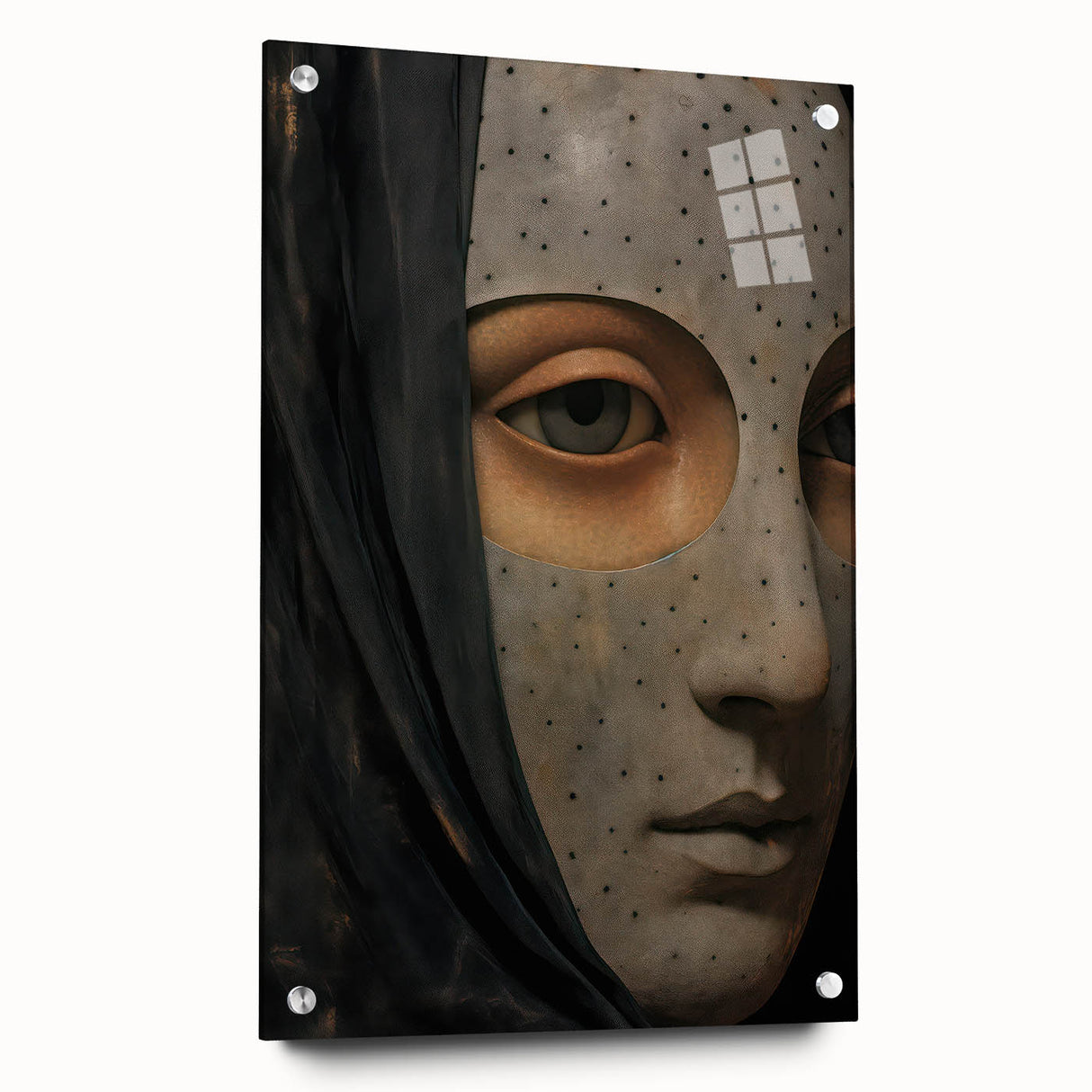 Abstract Electric Mask Portrait – Modern Electric Wall Art