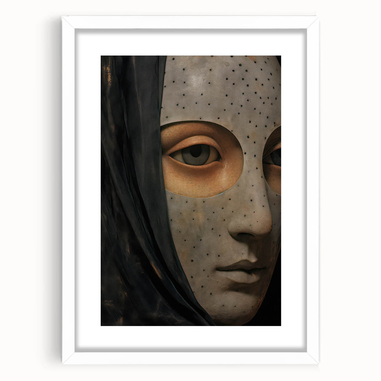 Abstract Electric Mask Portrait – Modern Electric Wall Art