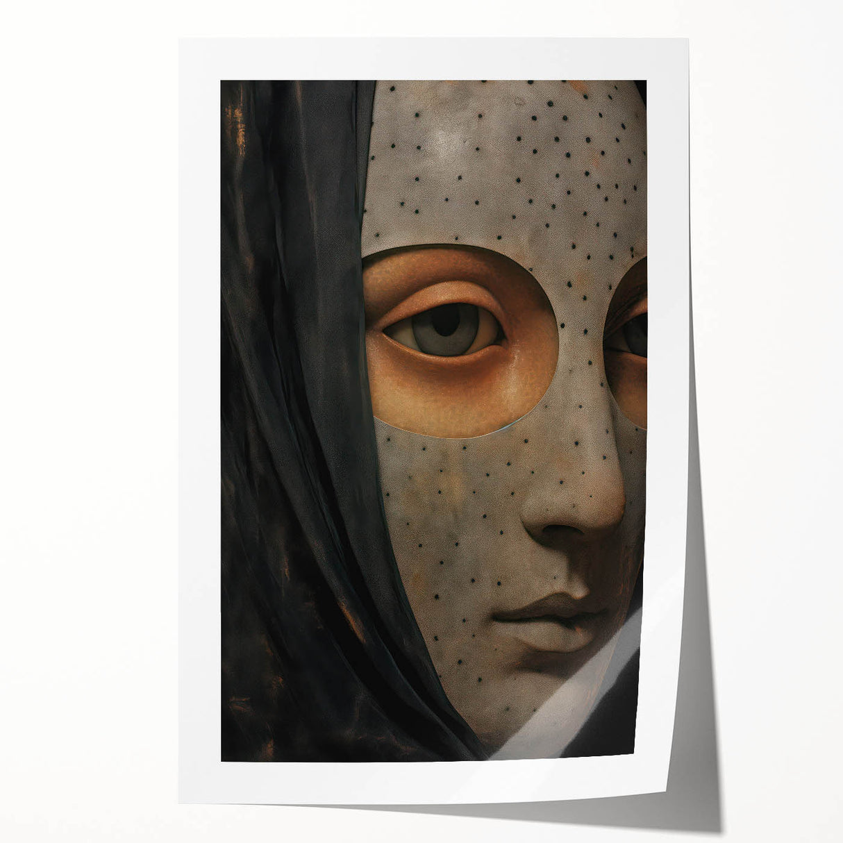 Abstract Electric Mask Portrait – Modern Electric Wall Art