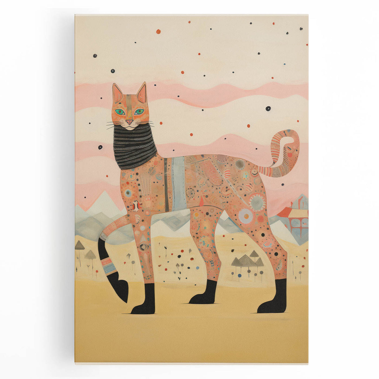 Abstract Electric Cat Canvas – Vibrant Modern Electric Art Print