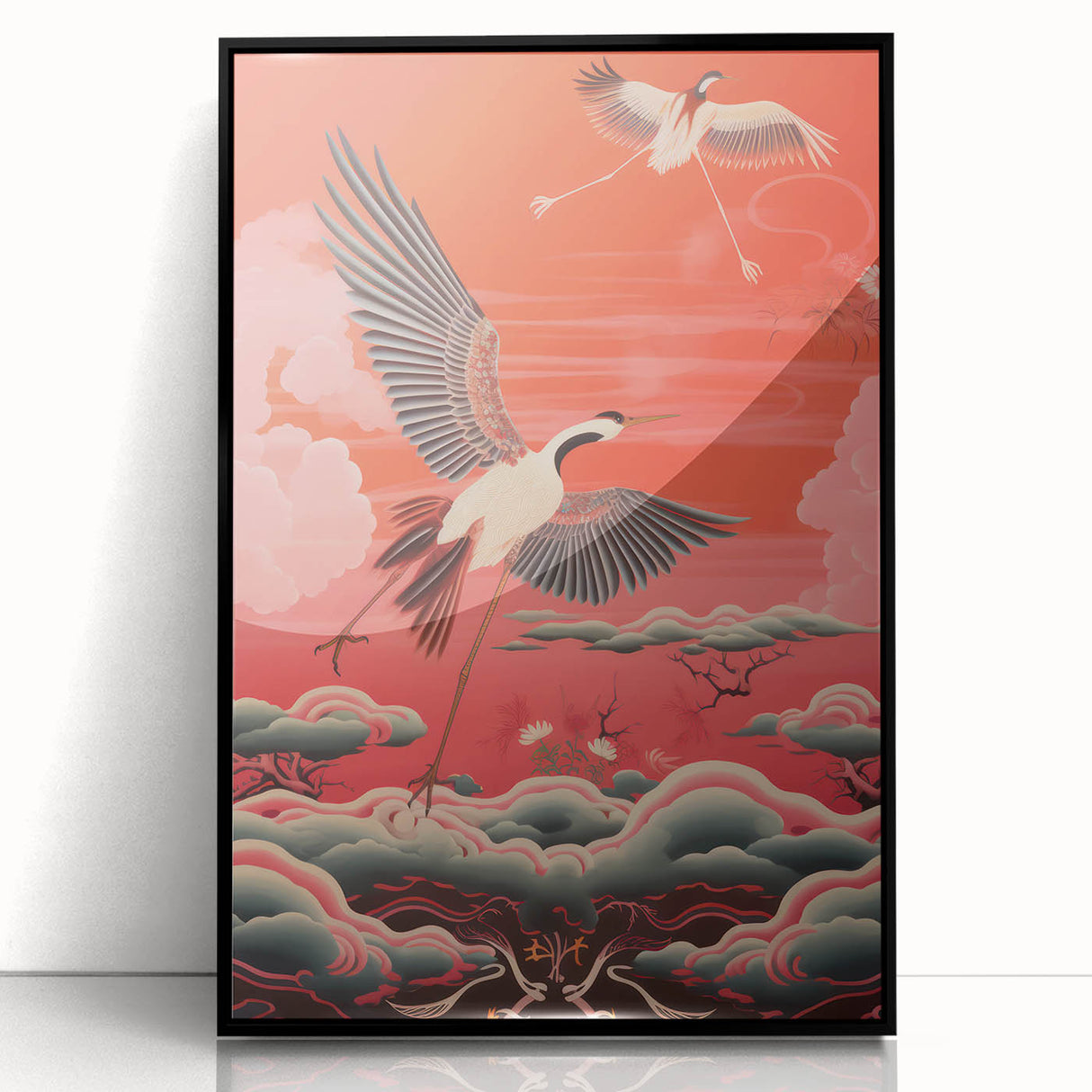 Electric Crane Artwork – Vibrant Modern Electric Bird Canvas Decor