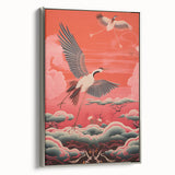 Electric Crane Artwork – Vibrant Modern Electric Bird Canvas Decor