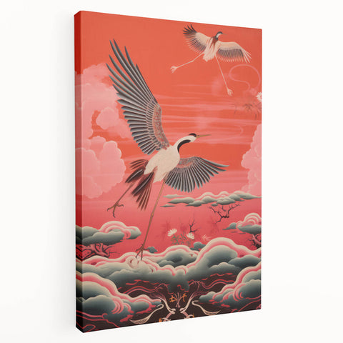 Electric Crane Artwork – Vibrant Modern Electric Bird Canvas Decor