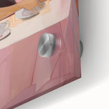 Modern Electric Portrait Canvas – Vibrant Dining Scene Art Print