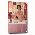 Modern Electric Portrait Canvas – Vibrant Dining Scene Art Print