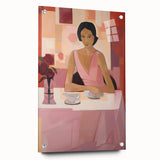 Modern Electric Portrait Canvas – Vibrant Dining Scene Art Print