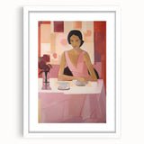 Modern Electric Portrait Canvas – Vibrant Dining Scene Art Print