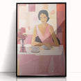 Modern Electric Portrait Canvas – Vibrant Dining Scene Art Print