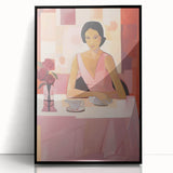 Modern Electric Portrait Canvas – Vibrant Dining Scene Art Print
