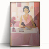 Modern Electric Portrait Canvas – Vibrant Dining Scene Art Print