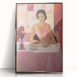 Modern Electric Portrait Canvas – Vibrant Dining Scene Art Print