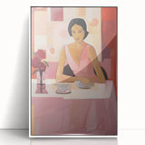 Modern Electric Portrait Canvas – Vibrant Dining Scene Art Print
