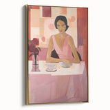 Modern Electric Portrait Canvas – Vibrant Dining Scene Art Print