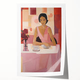 Modern Electric Portrait Canvas – Vibrant Dining Scene Art Print