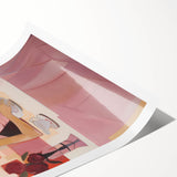 Modern Electric Portrait Canvas – Vibrant Dining Scene Art Print