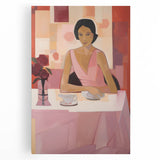 Modern Electric Portrait Canvas – Vibrant Dining Scene Art Print