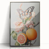 Electric Butterfly & Citrus Canvas – Vibrant Modern Art Print